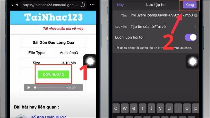 Chọn Download > Chọn Xong