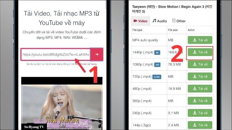 Dùng web y2mate để tải video