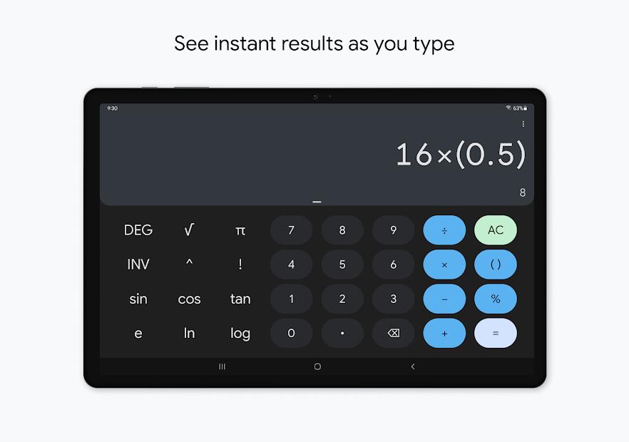 Screenshots Calculator: Thực hiện các phép tính nâng cao trên ứng dụng máy tính bỏ túi Calculator