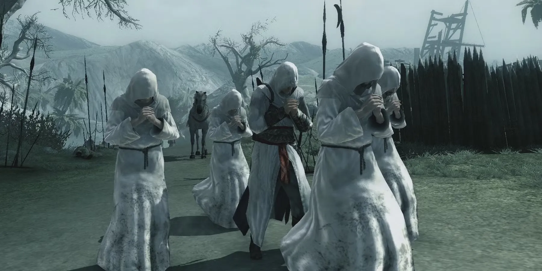 Altaïr trong Assassin's Creed hòa mình vào đám đông để ám sát mục tiêu