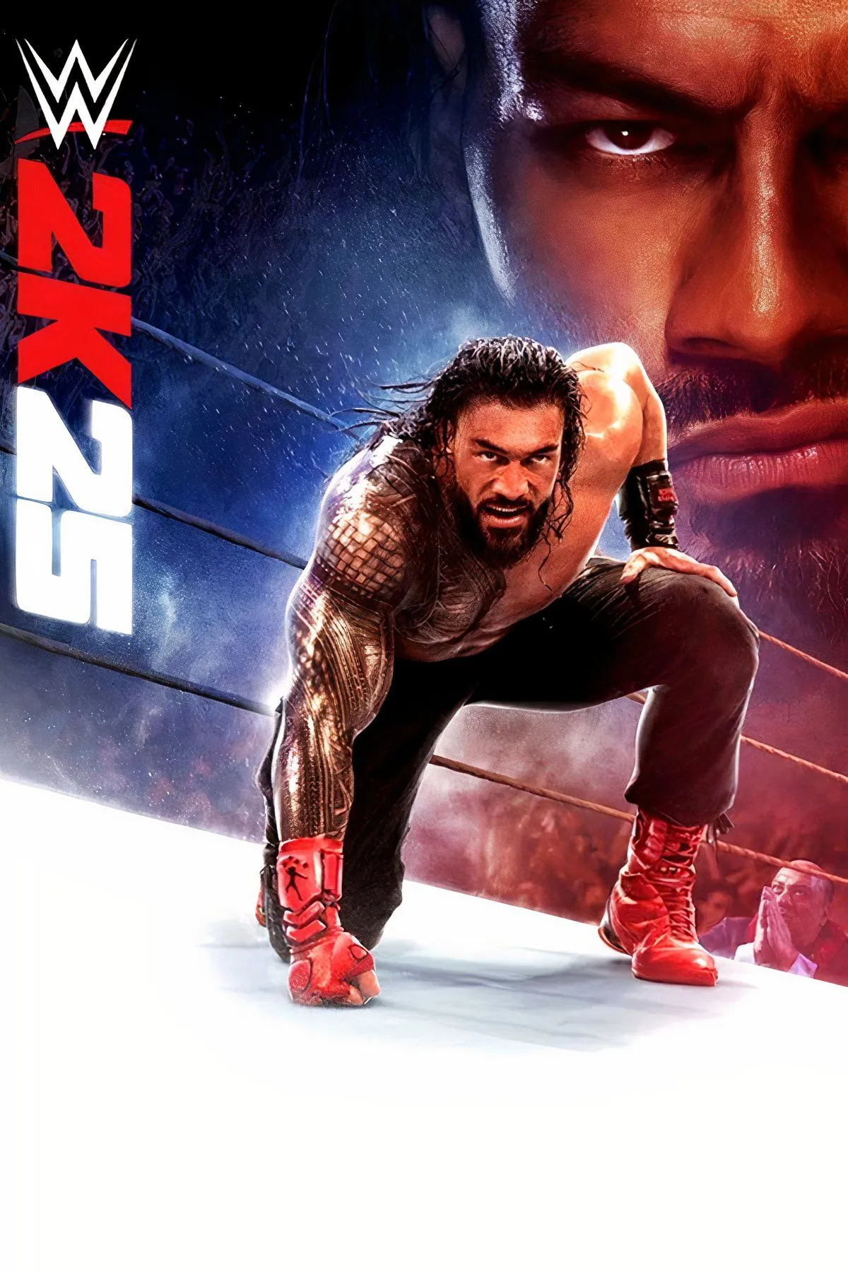 Ảnh bìa game WWE 2K25 với đô vật nổi tiếng