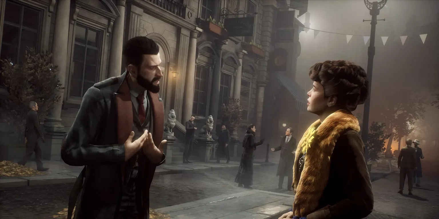 ảnh màn hình game Vampyr hiển thị nhân vật chính, bác sĩ Jonathan Reid, trong môi trường u tối của London