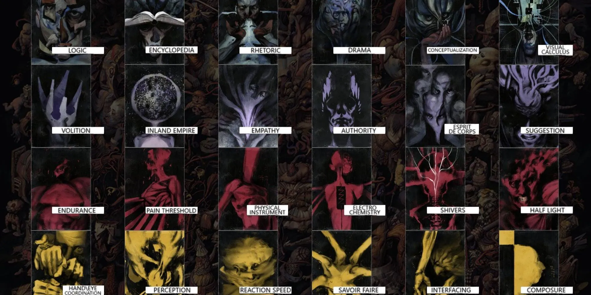 Artwork chủ đạo của game Disco Elysium với nhân vật chính Harrier Du Bois.