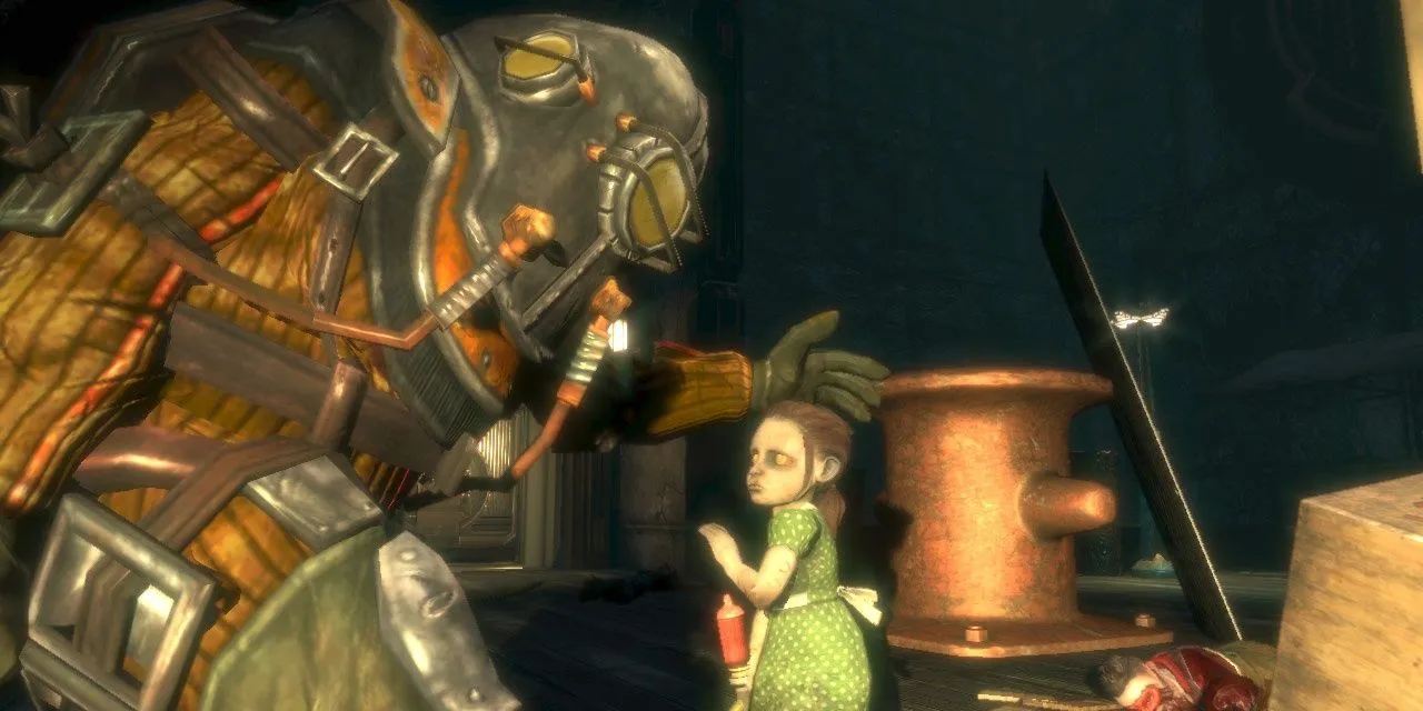 Big Daddy Rosie cùng Little Sister trong BioShock