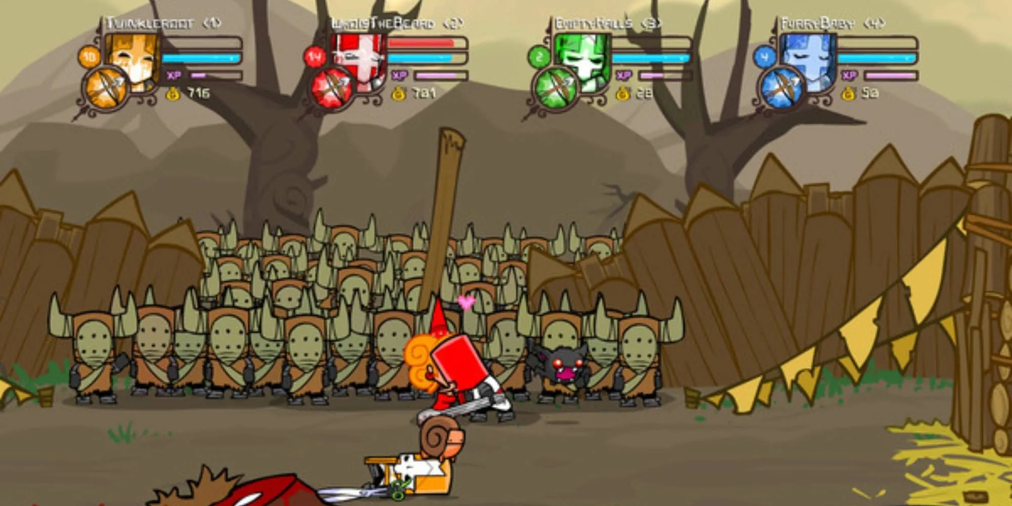 Các hiệp sĩ Castle Crashers chiến đấu với quái vật