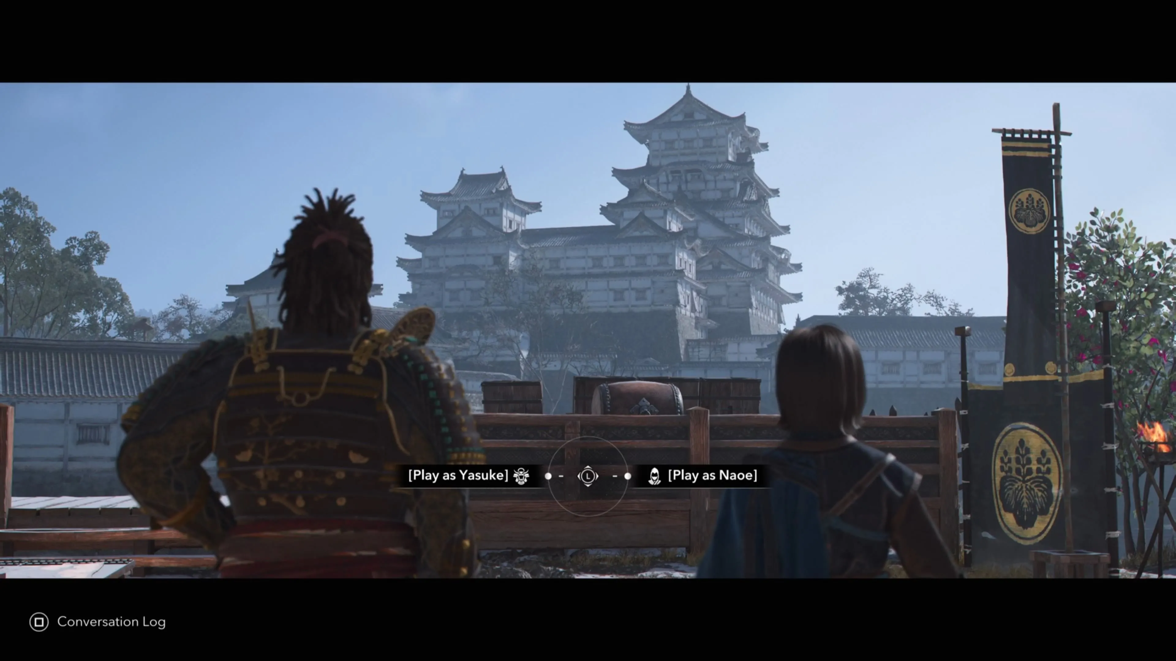 Cận cảnh nhân vật Naoe trong Assassin's Creed Shadows với trang phục ninja và kiếm