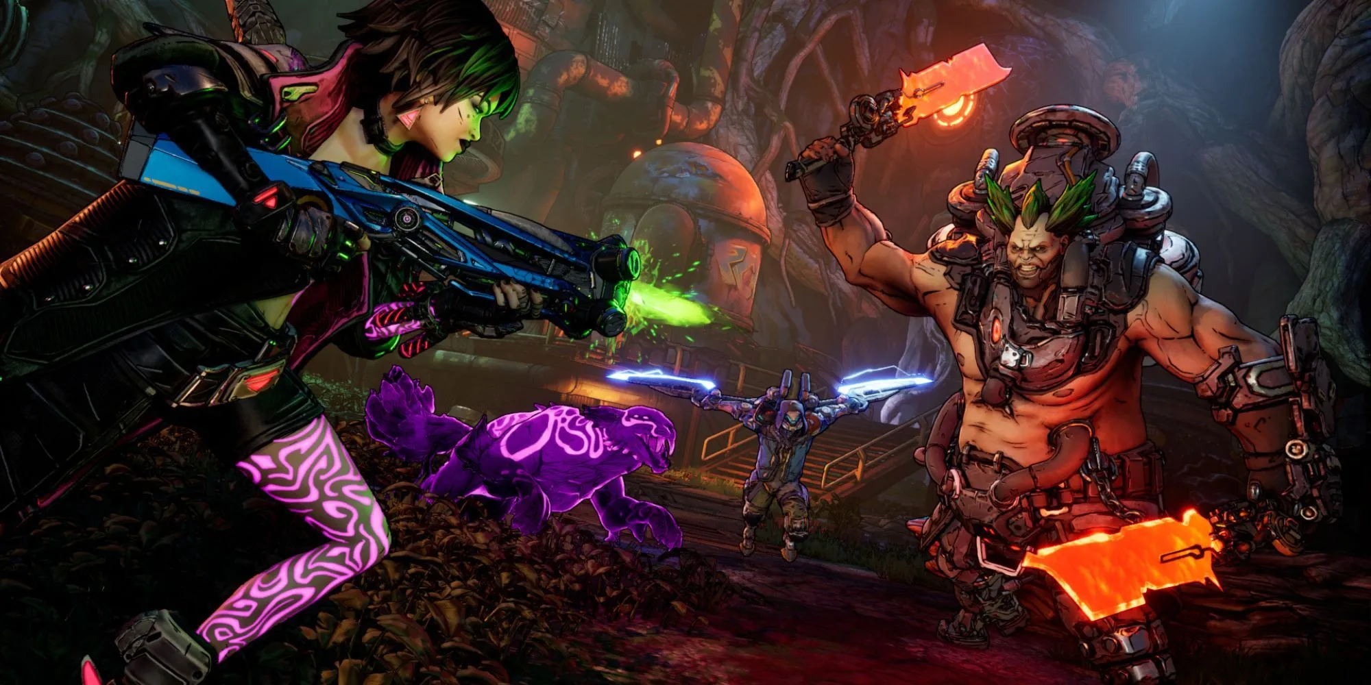Cảnh chiến đấu trong Borderlands 4 với Vex và Rafa