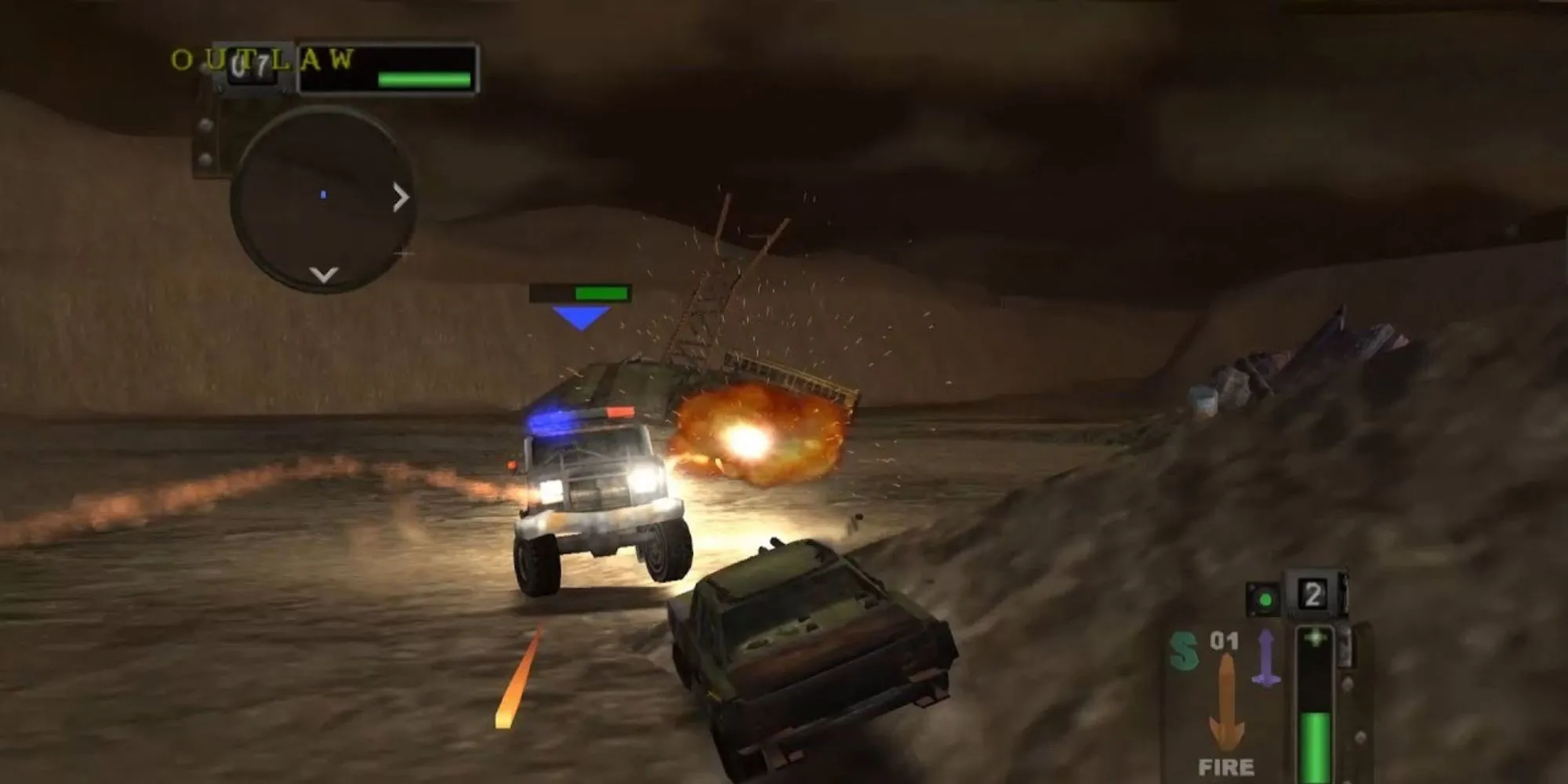 Cảnh chiến đấu trong game Twisted Metal Black trên PS2