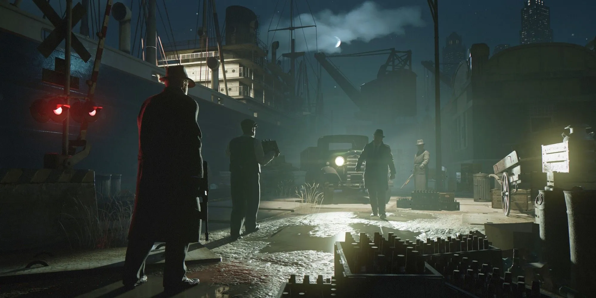 Cảnh đêm trong Mafia 2 Definitive Edition với hoạt động kinh doanh bất hợp pháp