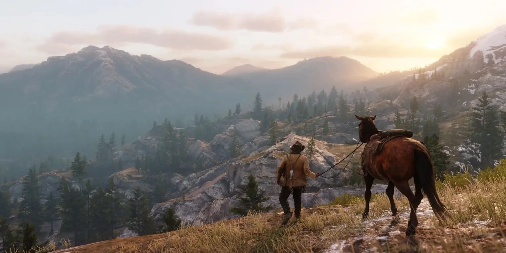 Cảnh gameplay trong Red Dead Redemption 2, game thế giới mở miền Tây cực kỳ chi tiết và liền mạch khi khám phá.