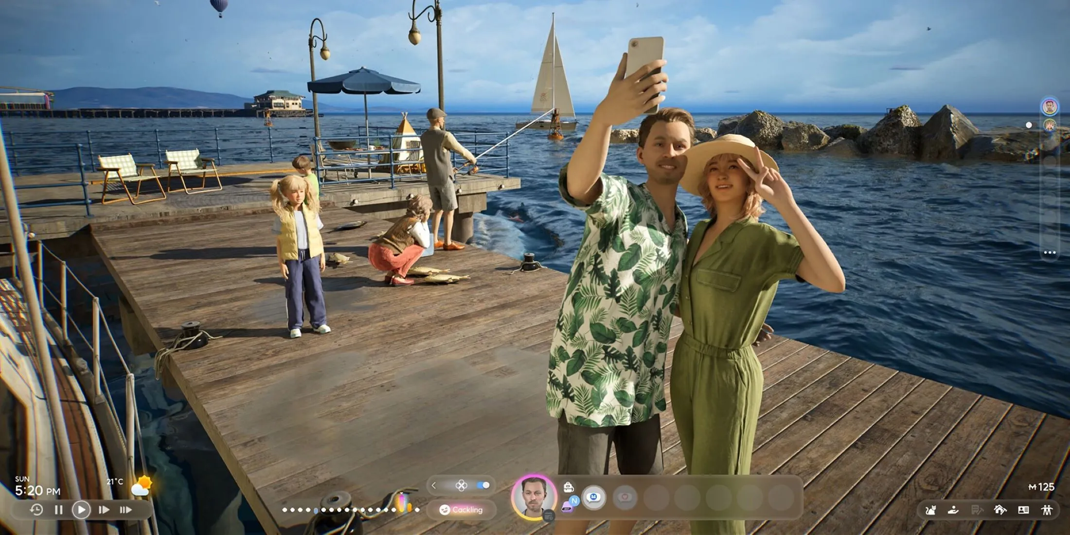 Cặp đôi Zoi trong game inZOI đang chụp ảnh selfie thể hiện tương tác xã hội