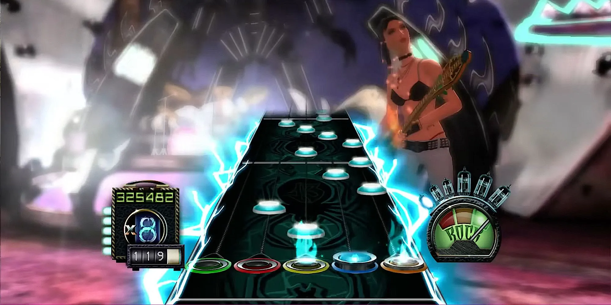 Chơi Guitar Hero 3 bài Through The Fire And Flames ở độ khó Expert