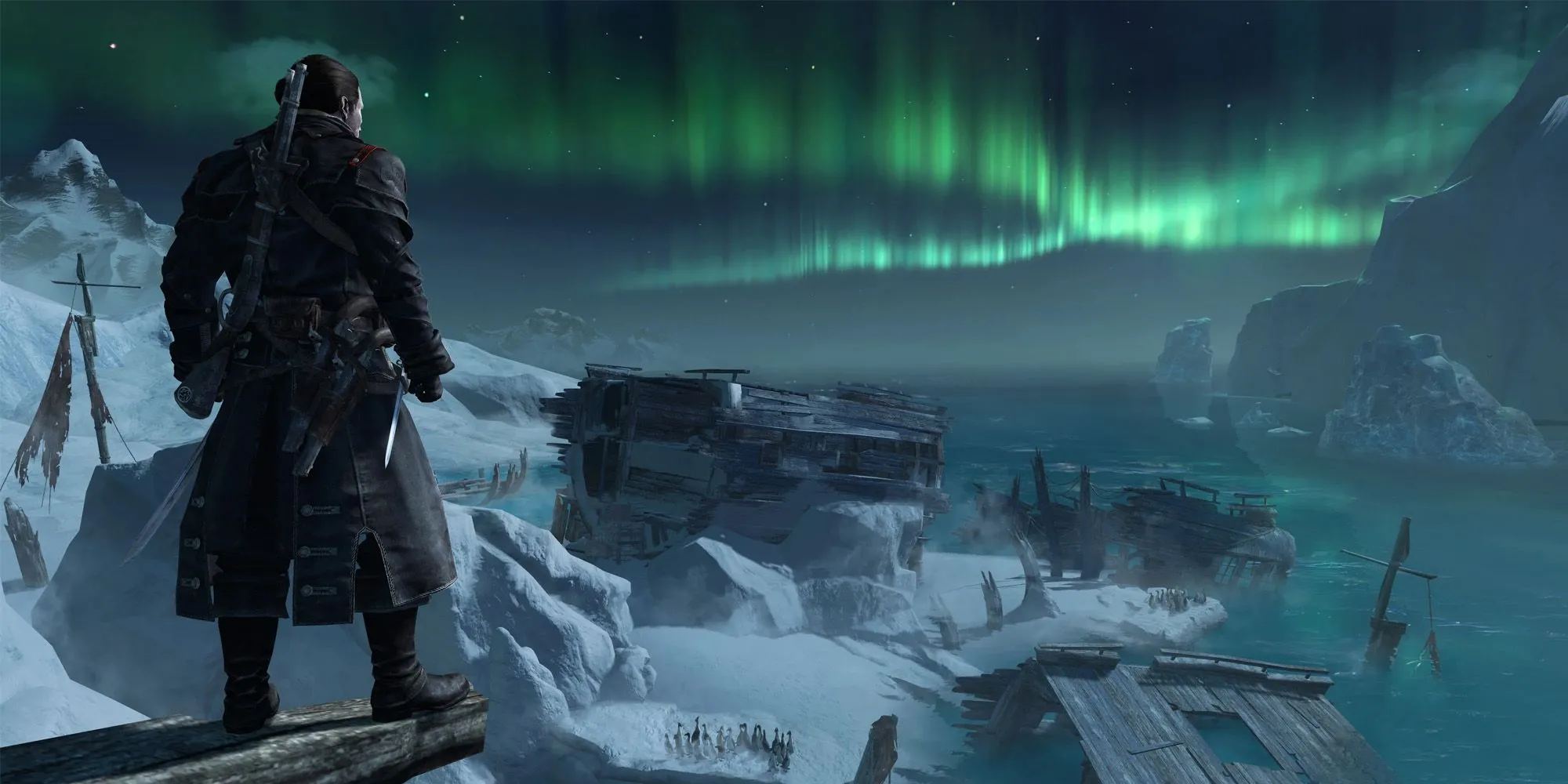 Con tàu Borealis trong bối cảnh băng giá ở Assassin's Creed Rogue