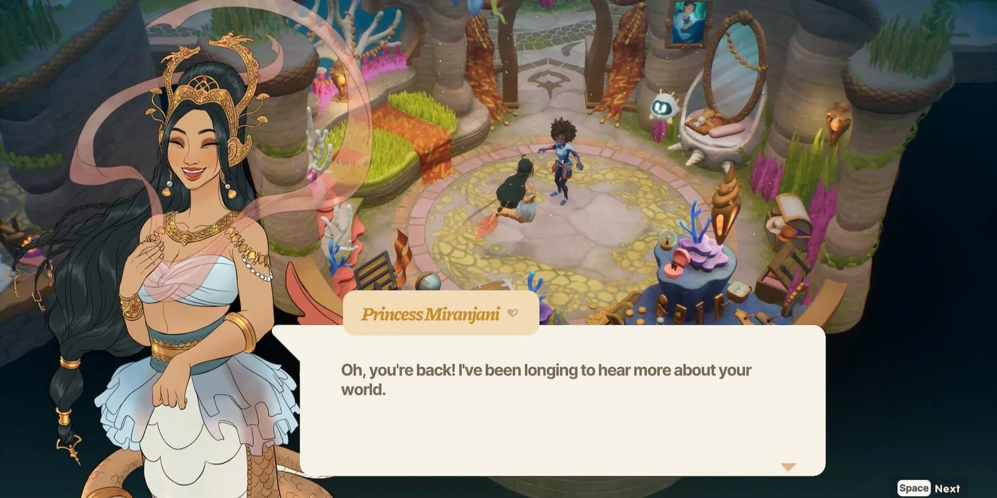 Công chúa người cá Miranjani trong game nông trại Coral Island