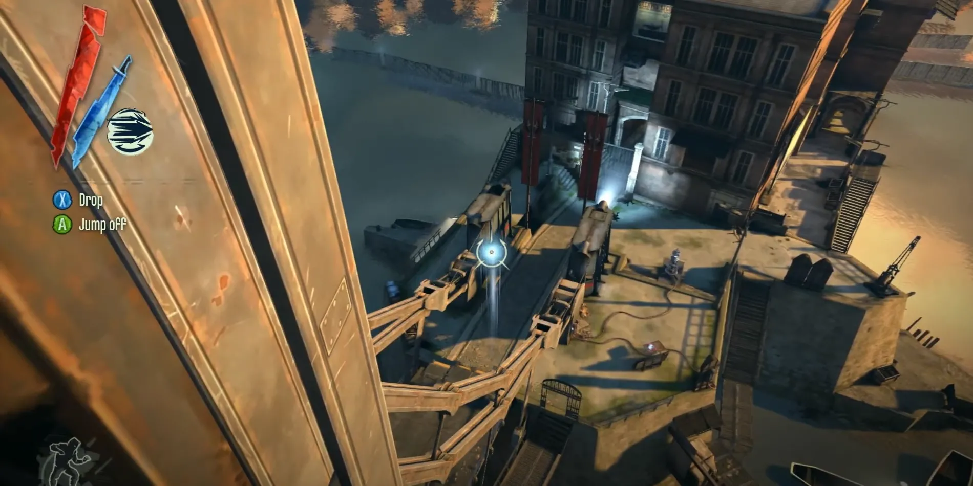 Corvo Attano sử dụng kỹ năng Blink để dịch chuyển trong thế giới Dishonored