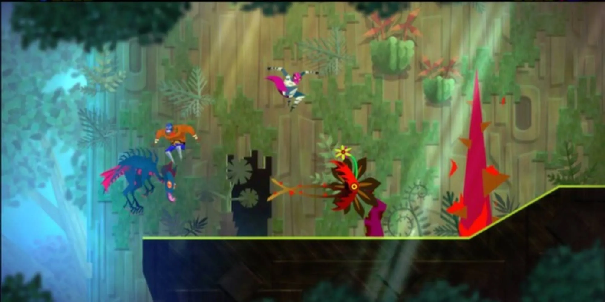 Đấu sĩ Lucha trong Guacamelee! Gold Edition tung đòn giữa màn chơi đầy màu sắc