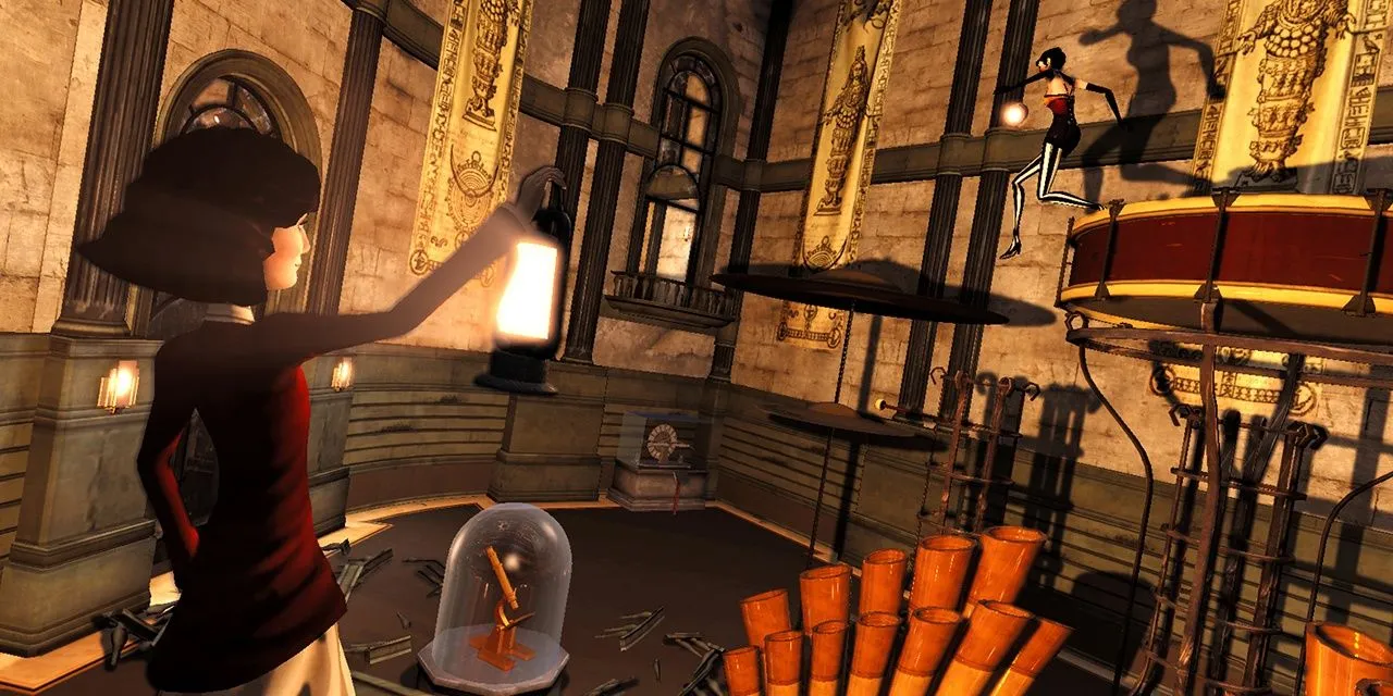 Didi và Dawn tương tác với bóng tối trong game giải đố Contrast