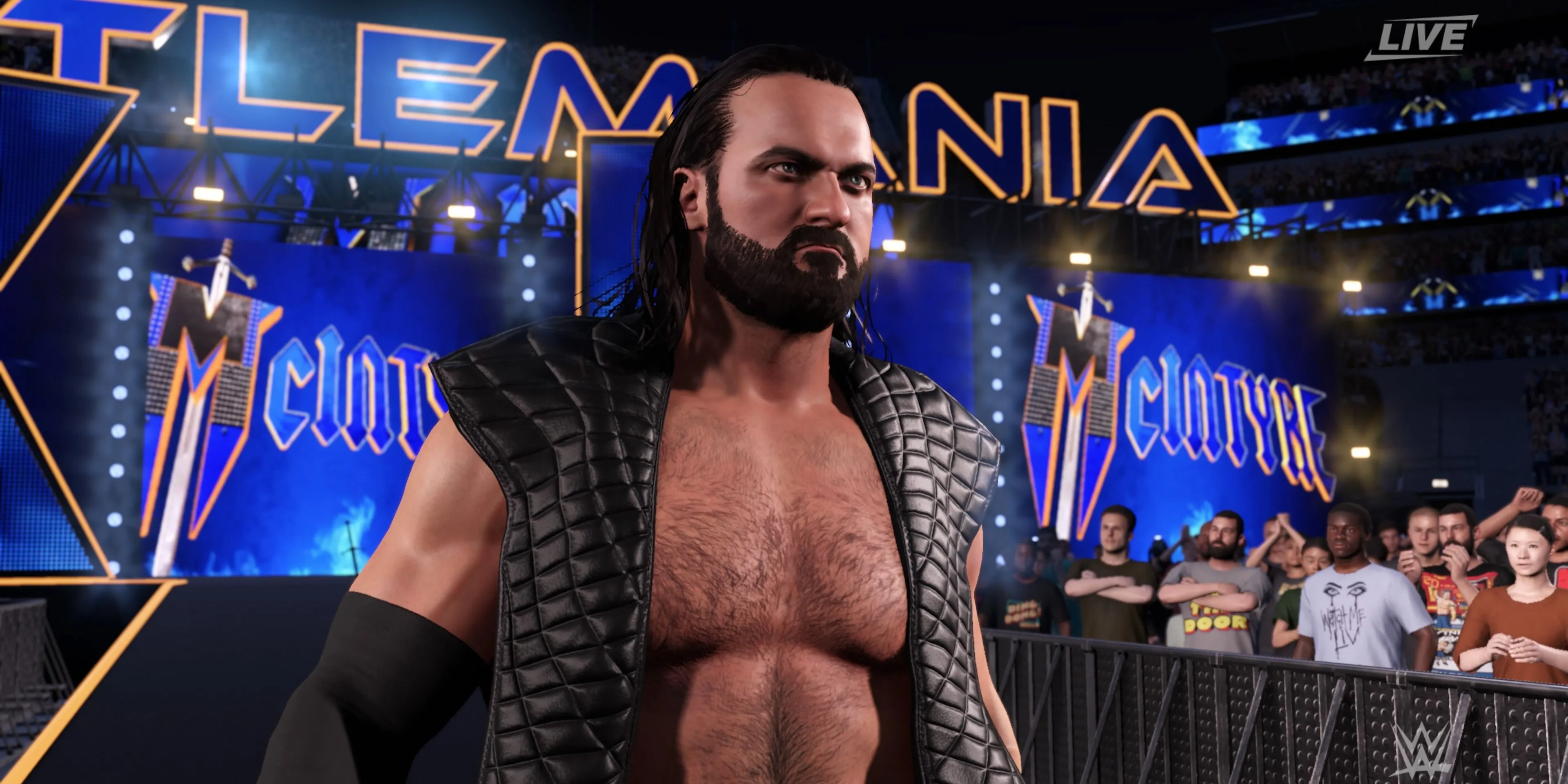 Drew McIntyre đầy khí thế trên đường ra sân khấu trong WWE 2K25
