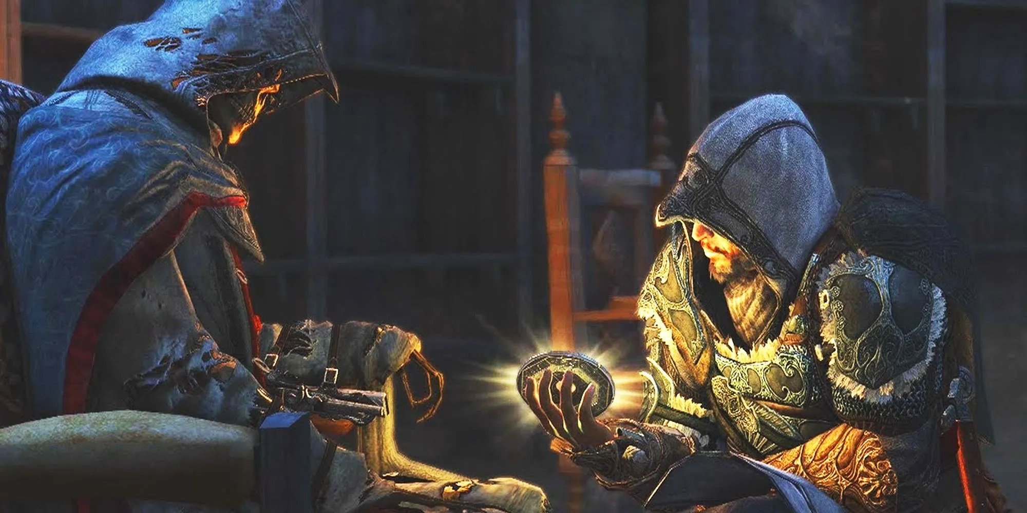 Ezio và Altair trong khoảnh khắc gặp gỡ ở Assassin's Creed Revelations