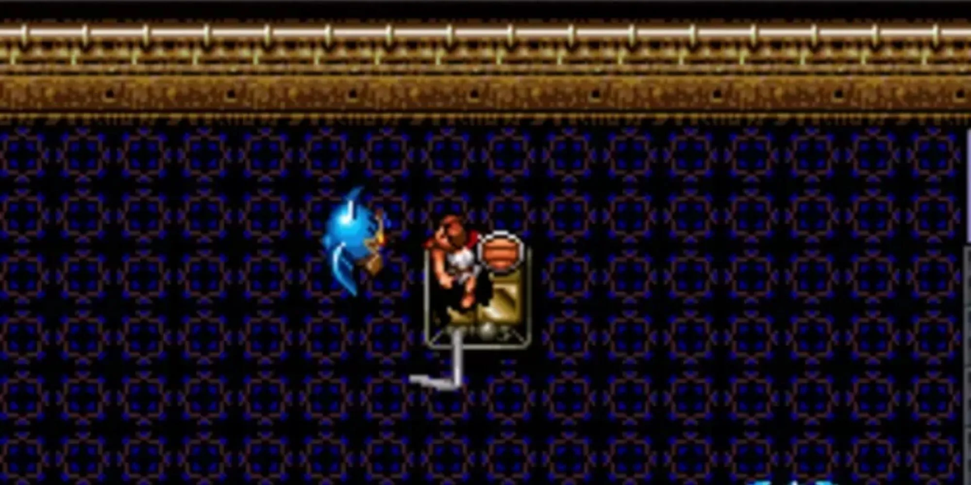Gameplay game Brain Lord SNES với nhân vật chính chiến đấu từ góc nhìn từ trên xuống