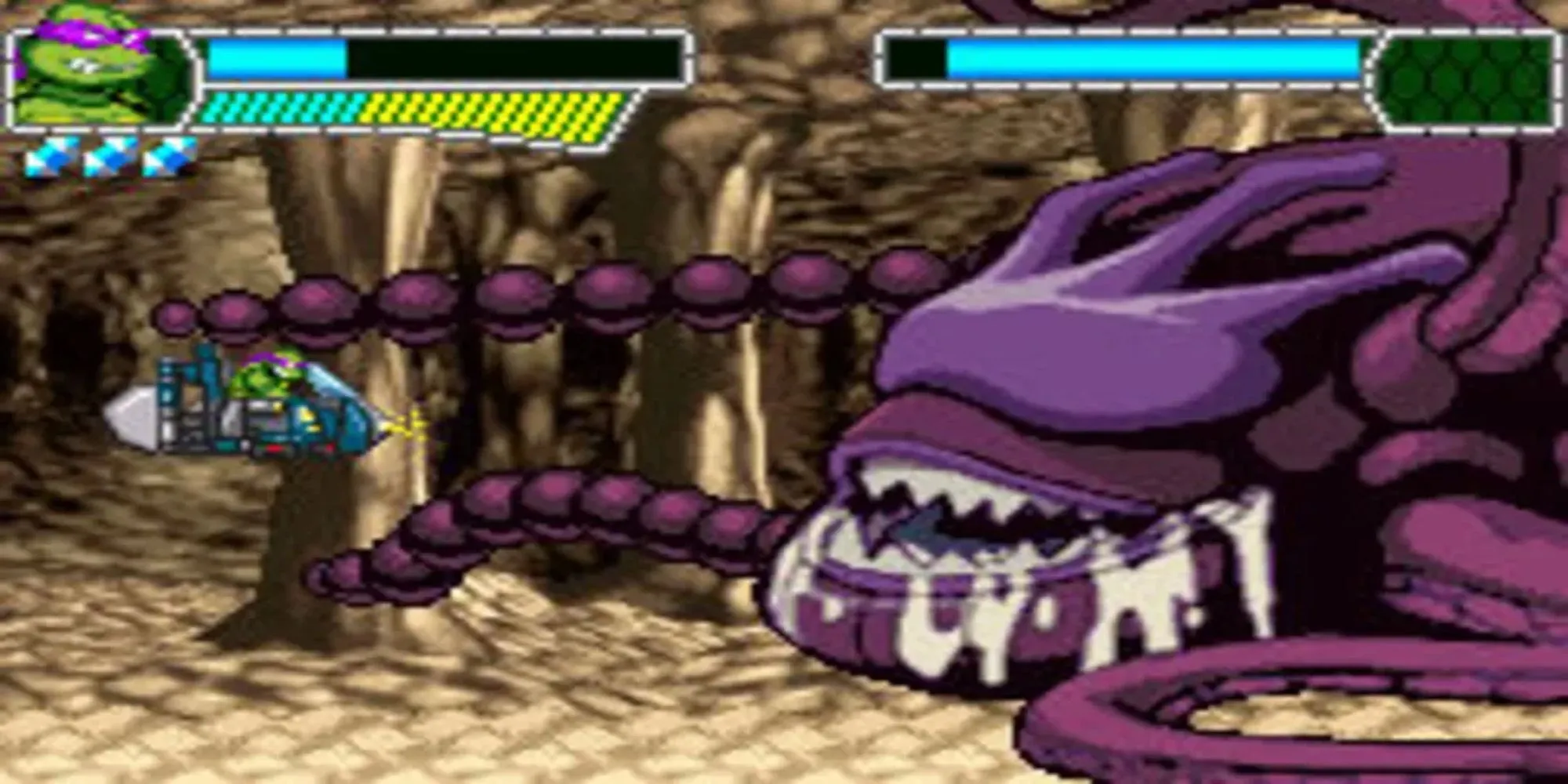 Gameplay game TMNT Battle Nexus với bốn Ninja Rùa cùng chiến đấu trên màn hình