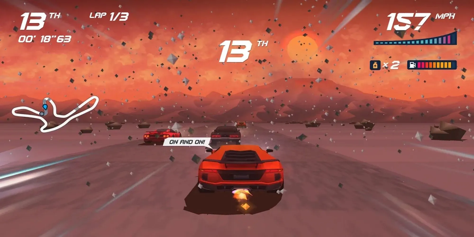Giao diện game Horizon Chase Turbo với phong cách đồ họa retro cổ điển
