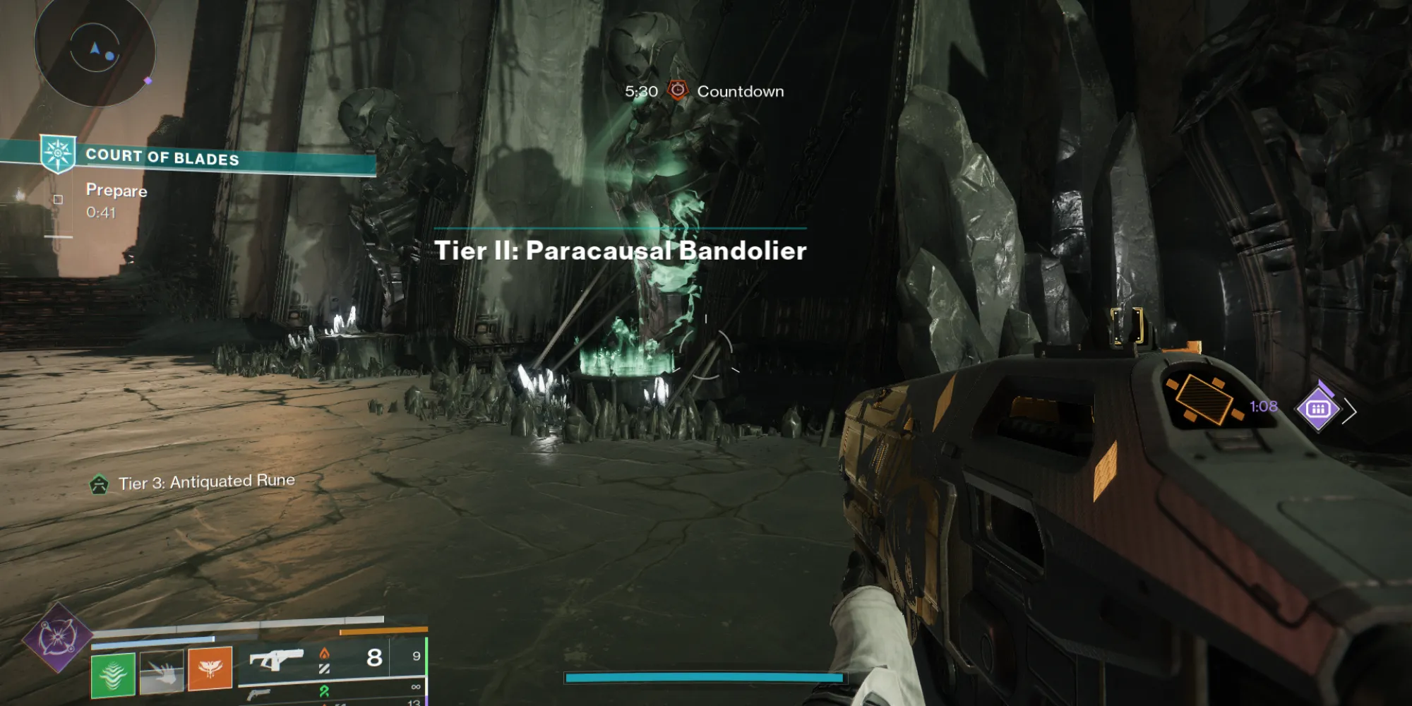 Giao diện hiển thị Rune và Armament trong Court of Blades Destiny 2