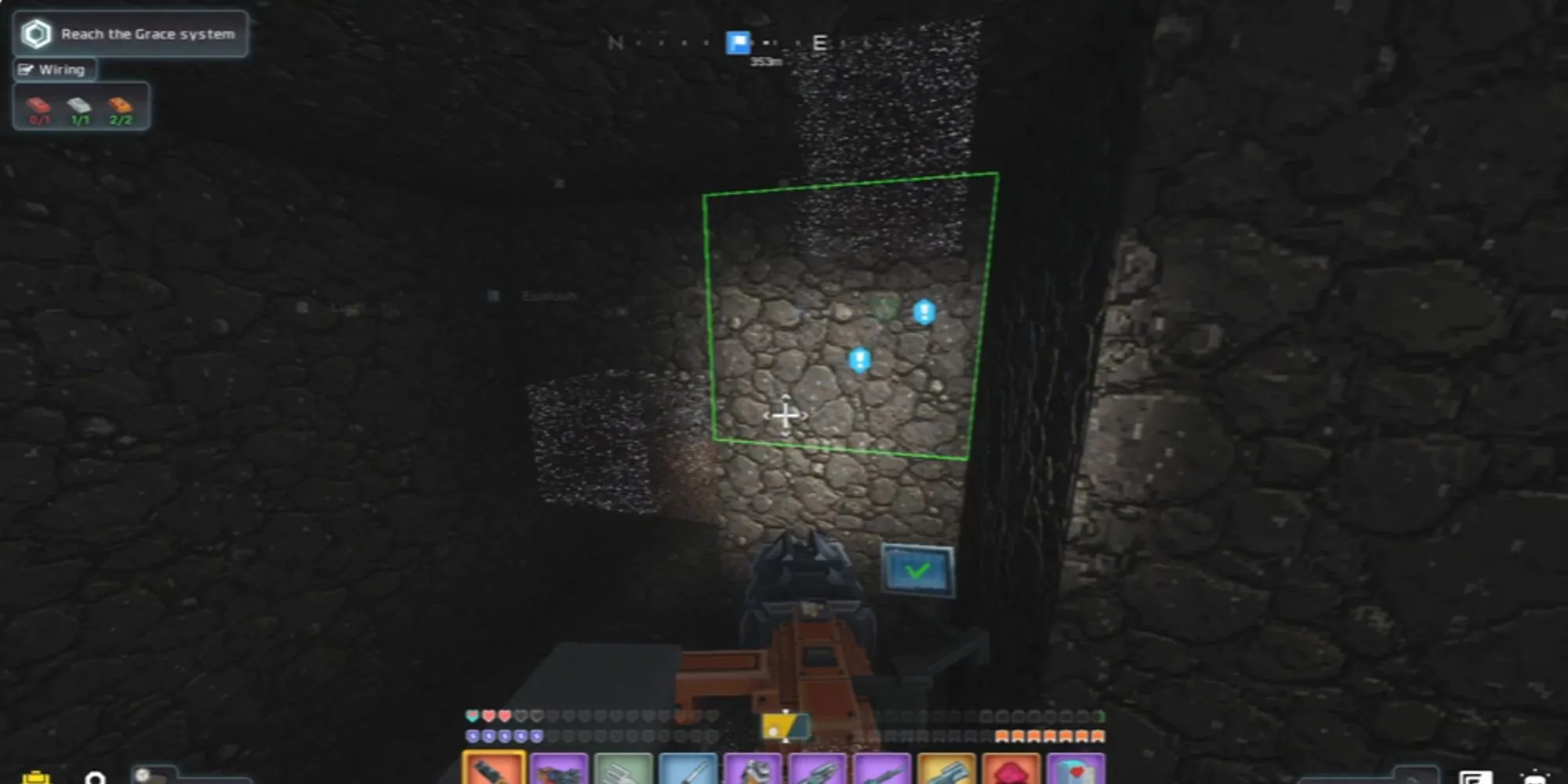 Giao diện quét tìm quặng và lọc vật phẩm trong game Cubic Odyssey
