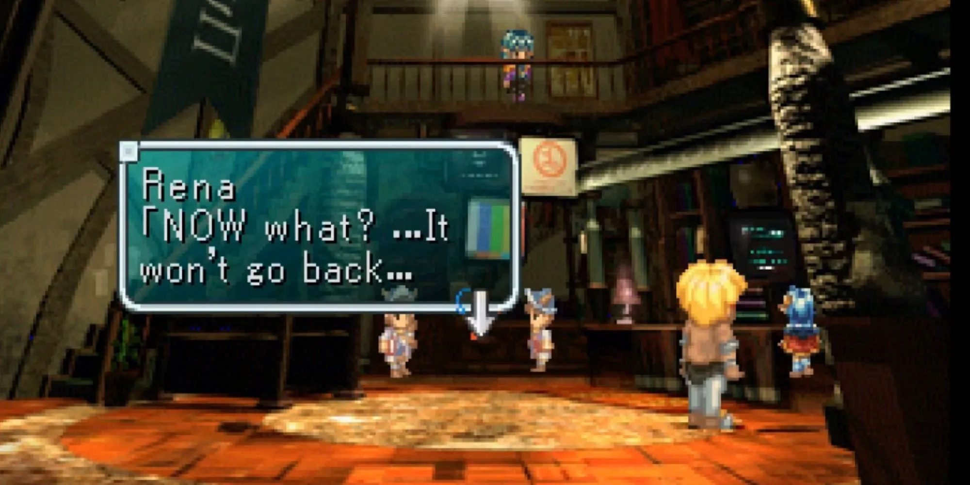 Hình ảnh chiến đấu trong Star Ocean The Second Story, thể hiện sự pha trộn giữa khoa học viễn tưởng và giả tưởng