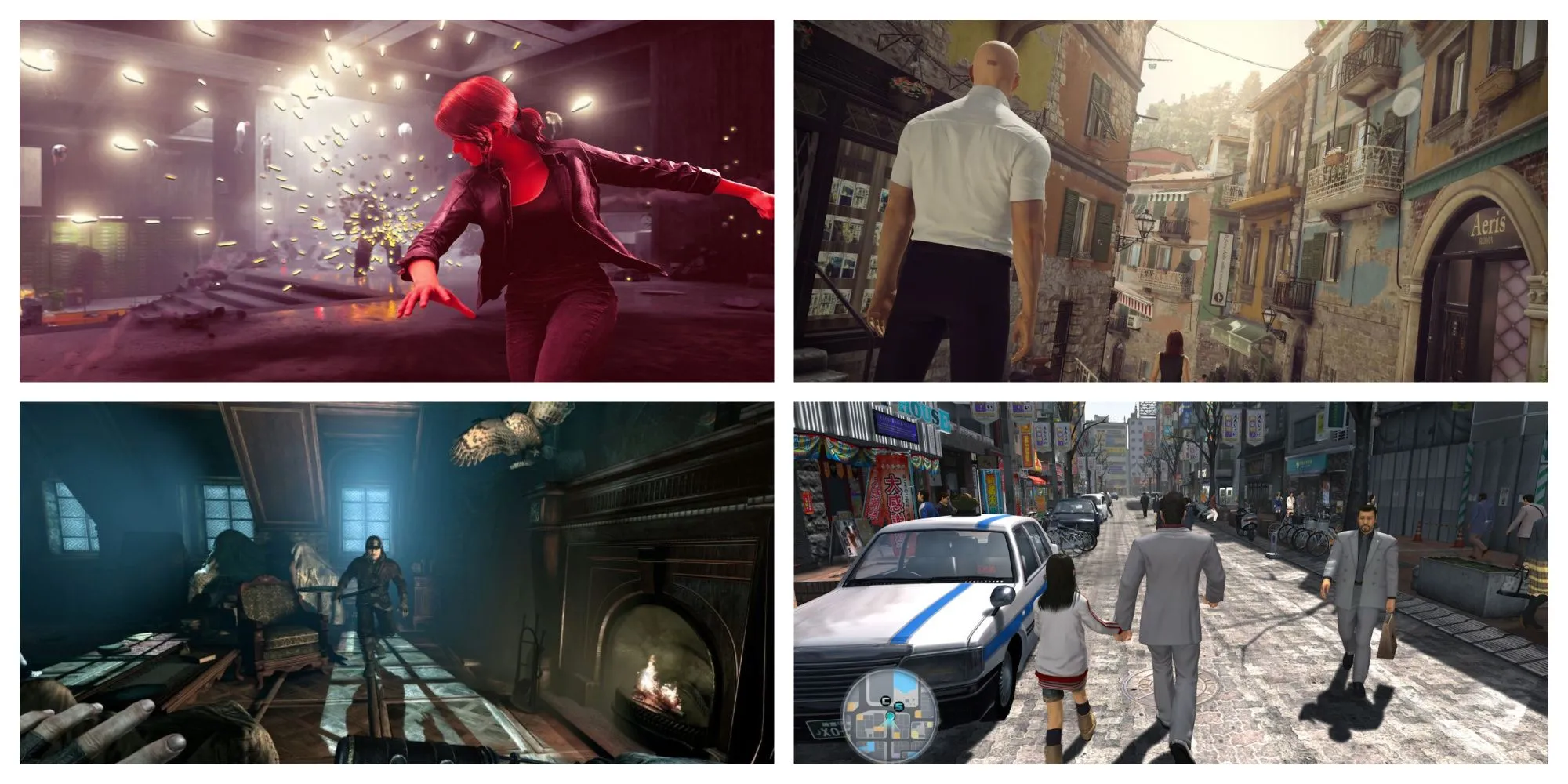 Hình ảnh đại diện các game bán thế giới mở như Control, Hitman, Thief, Yakuza