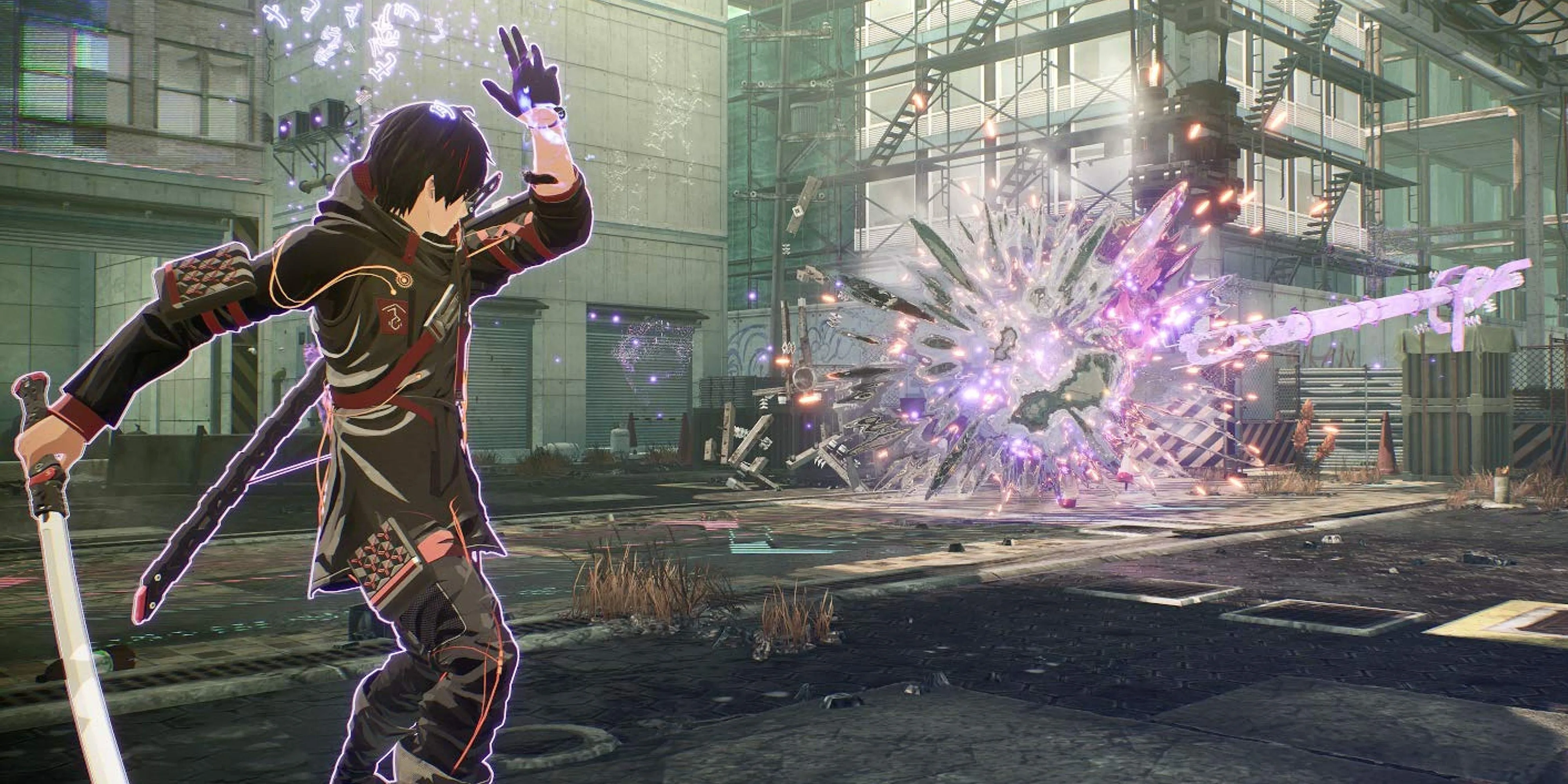 Hình ảnh nghệ thuật giới thiệu hai nhân vật chính Yuito Sumeragi và Kasane Randall trong game Scarlet Nexus