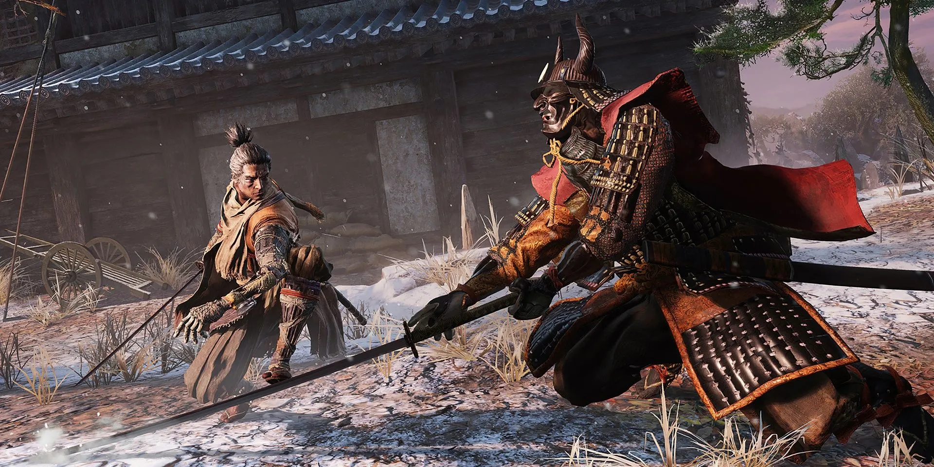 Hình ảnh Sekiro thực hiện đòn phản công Mikiri Counter nổi tiếng trong Sekiro: Shadows Die Twice
