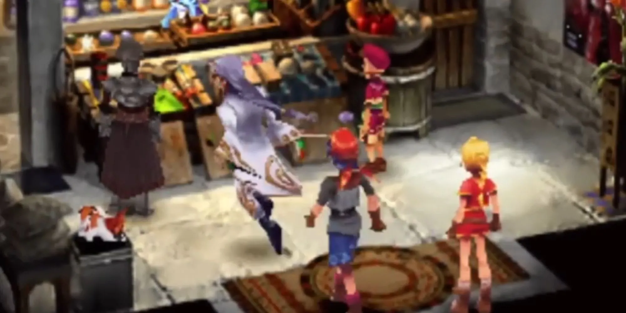 Hình ảnh Serge, nhân vật chính của game JRPG Chrono Cross trên PS1, đứng giữa hai thế giới song song