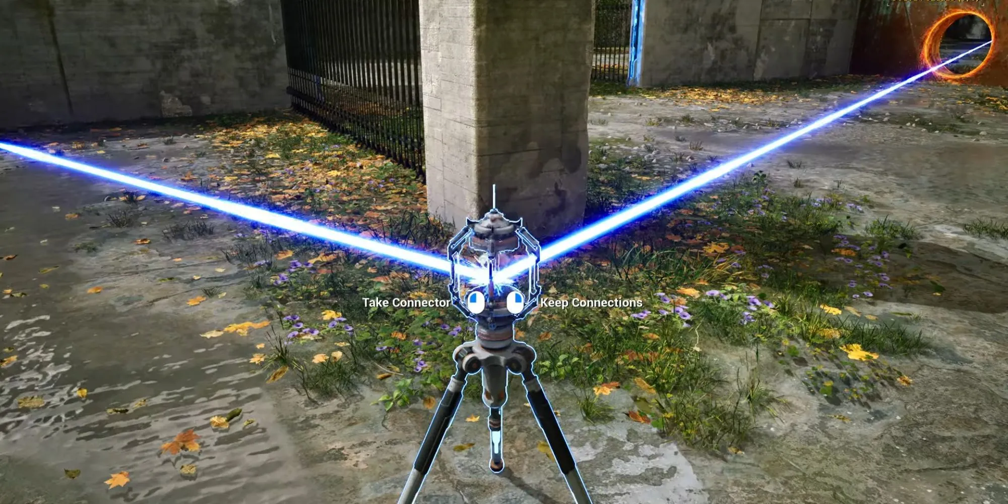 Hình ảnh từ The Talos Principle 2, màn chơi Eye of the Needle với mặt trời xanh và tia laser