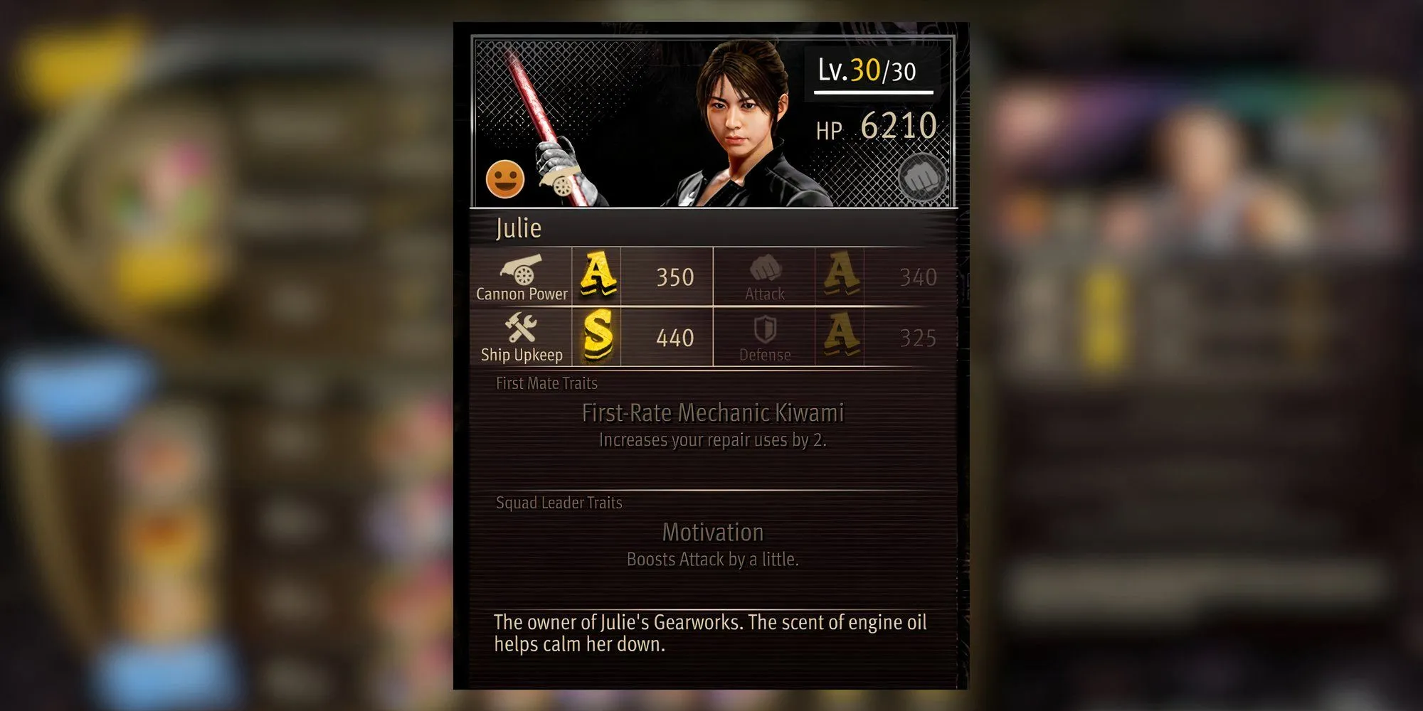 Julie, nữ thợ máy tài ba của xưởng Julie's Gearworks trong Like a Dragon Pirate Yakuza