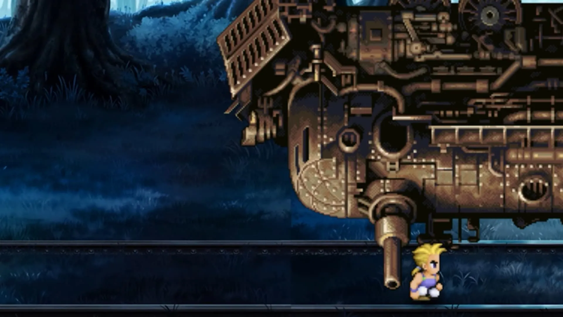 Khoảnh khắc Sabin chuẩn bị Suplex Tàu Ma trong Final Fantasy VI phiên bản di động