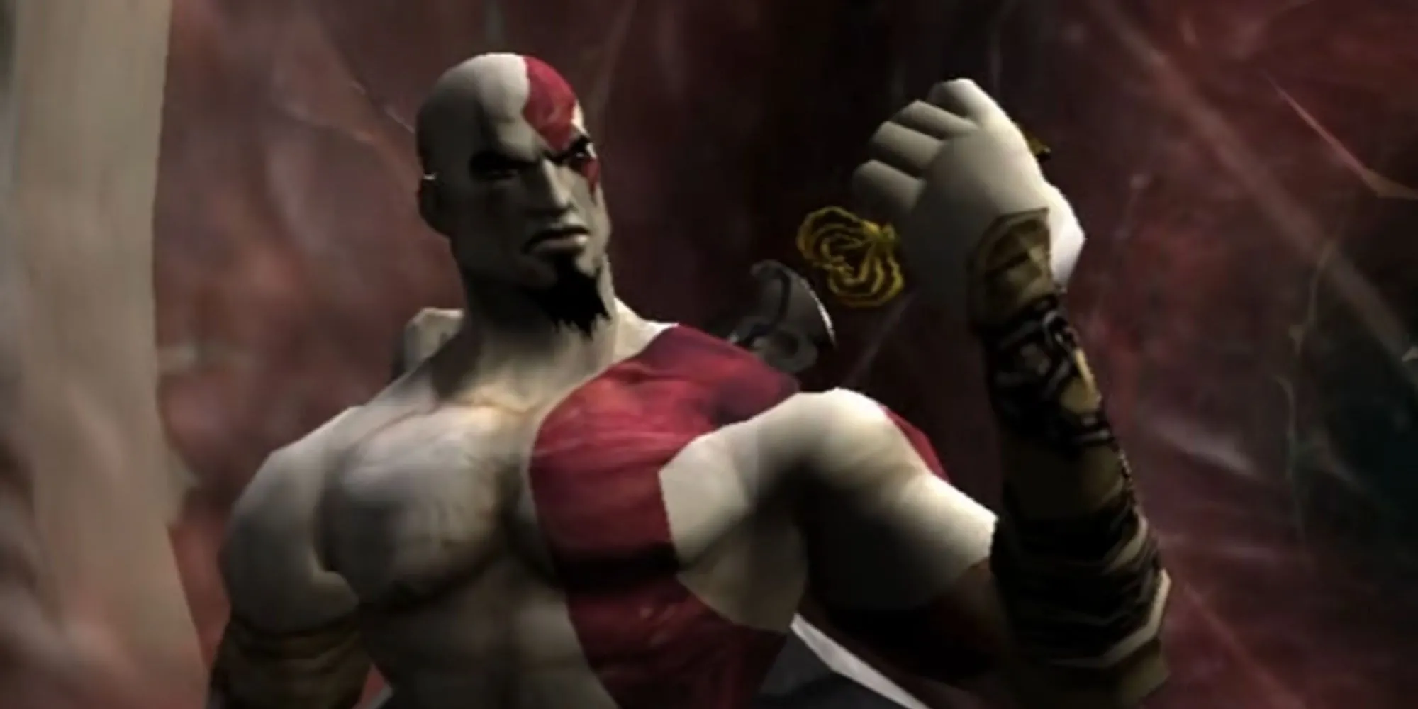 Kratos với Blades of Chaos trong God of War 2005 trên PS2