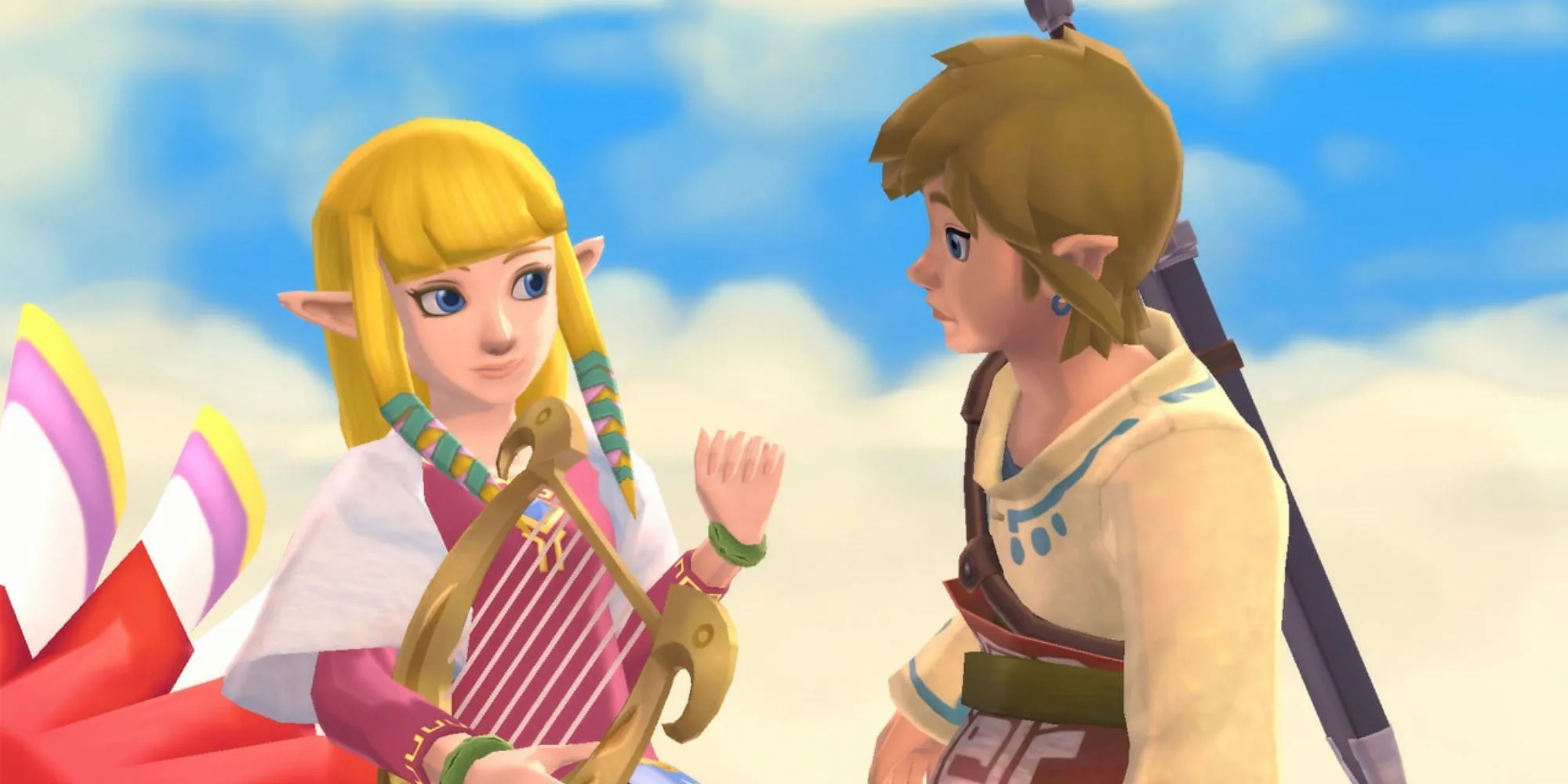 Link và Zelda trong The Legend of Zelda: Skyward Sword trên bầu trời