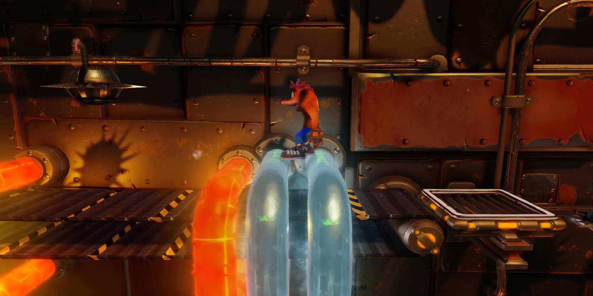 Màn chơi Heavy Machinery đầy cạm bẫy nhà máy trong game Crash Bandicoot