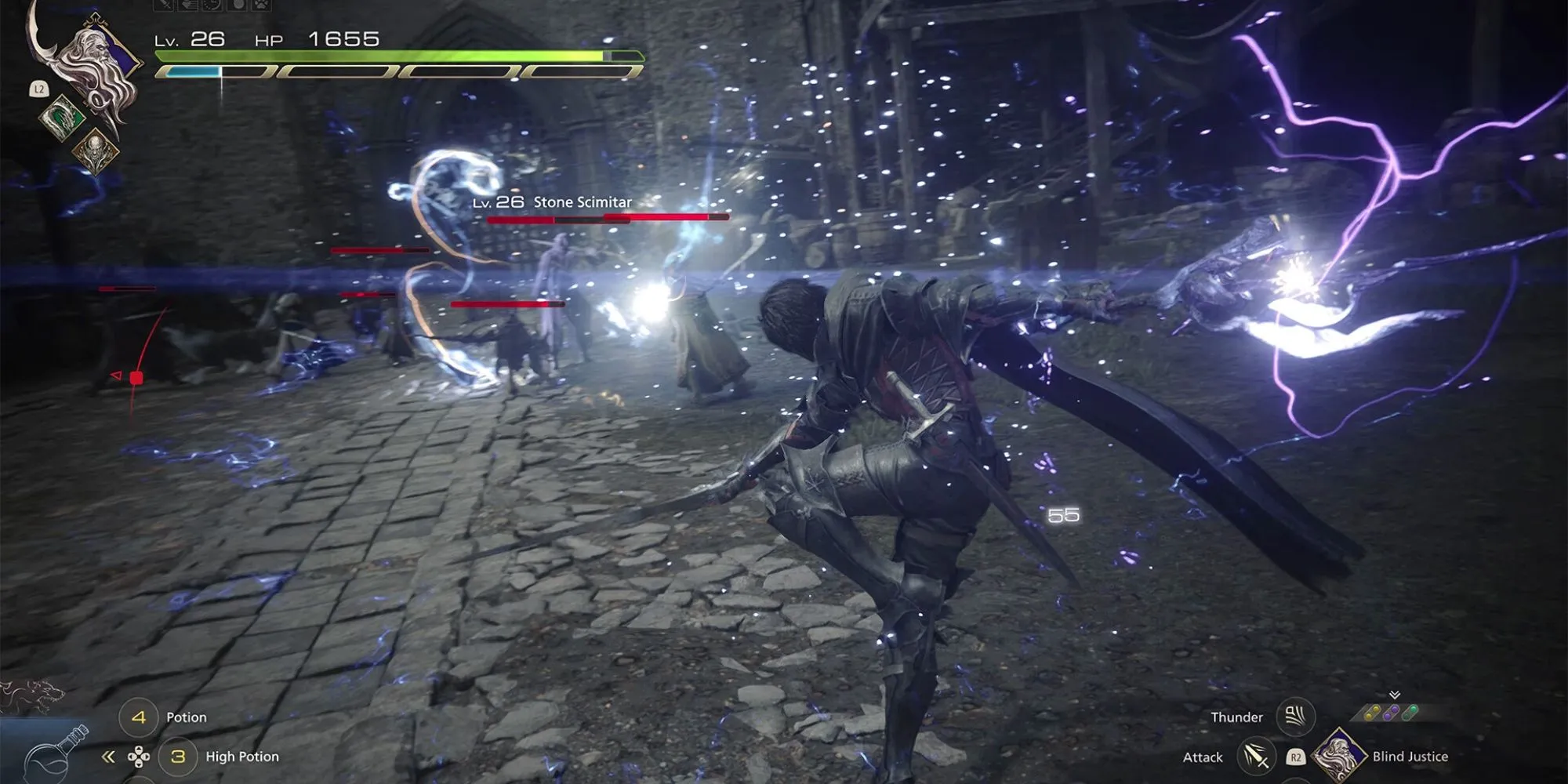 Màn hình giao diện chiến đấu trong Final Fantasy 16