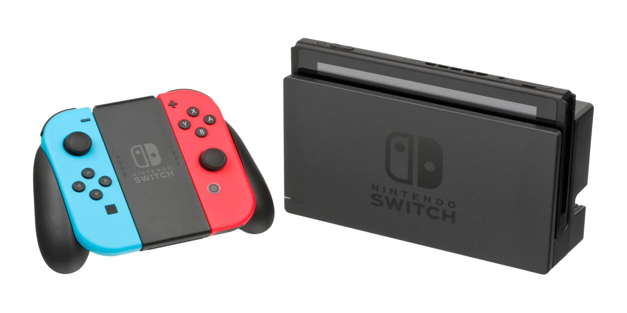 Máy console Nintendo Switch màu đỏ xanh cùng tay cầm Joy-Con và dock