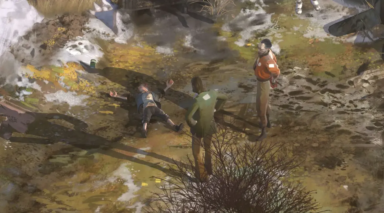Một cảnh gameplay trong Disco Elysium thể hiện đoạn hội thoại và môi trường chi tiết.
