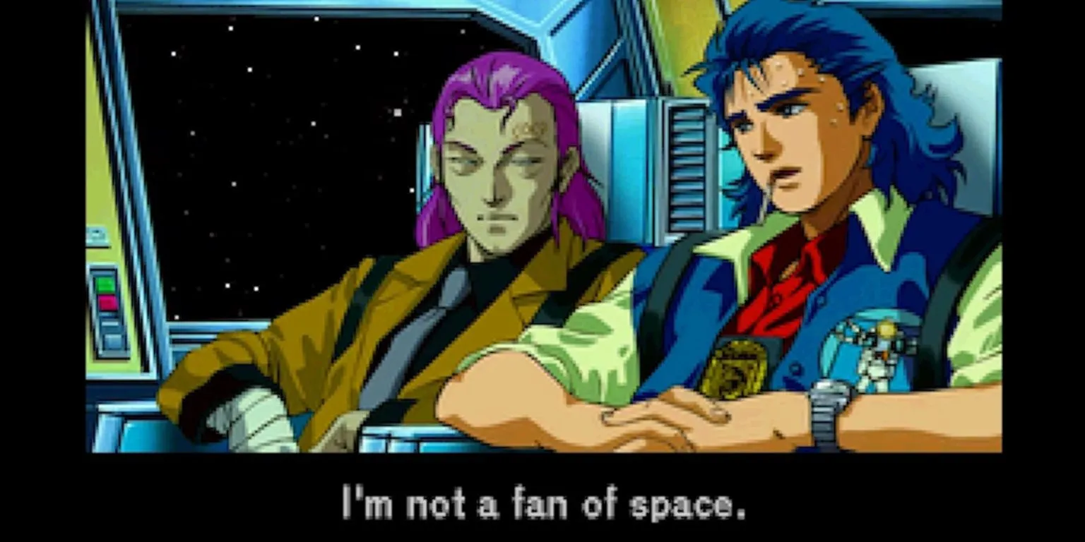 Một cảnh gameplay trong Policenauts với đồ họa pixel art đặc trưng