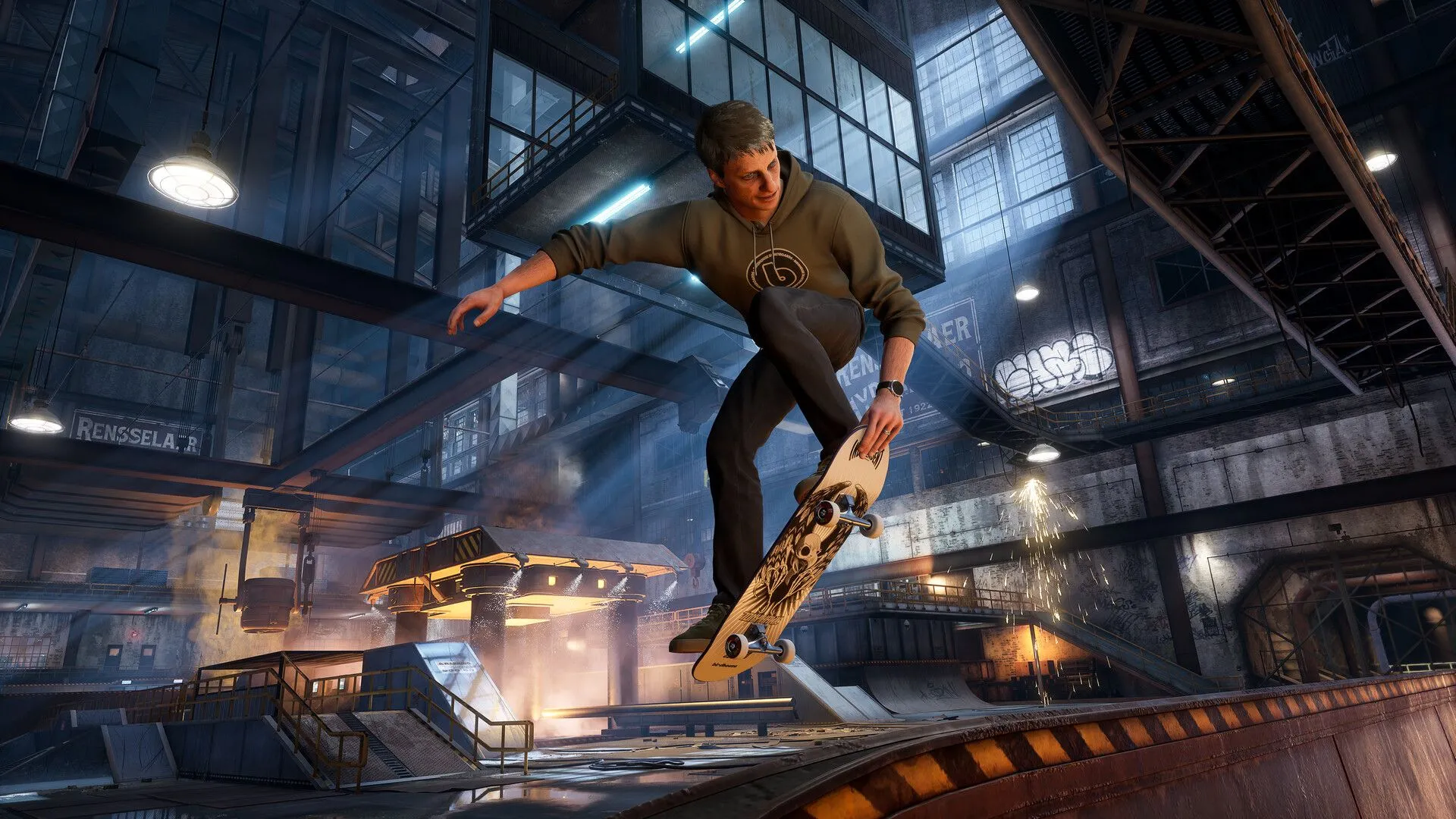 Một pha trình diễn kỹ thuật trượt ván đường phố trong Tony Hawk's Pro Skater 3+4 với đồ họa chi tiết