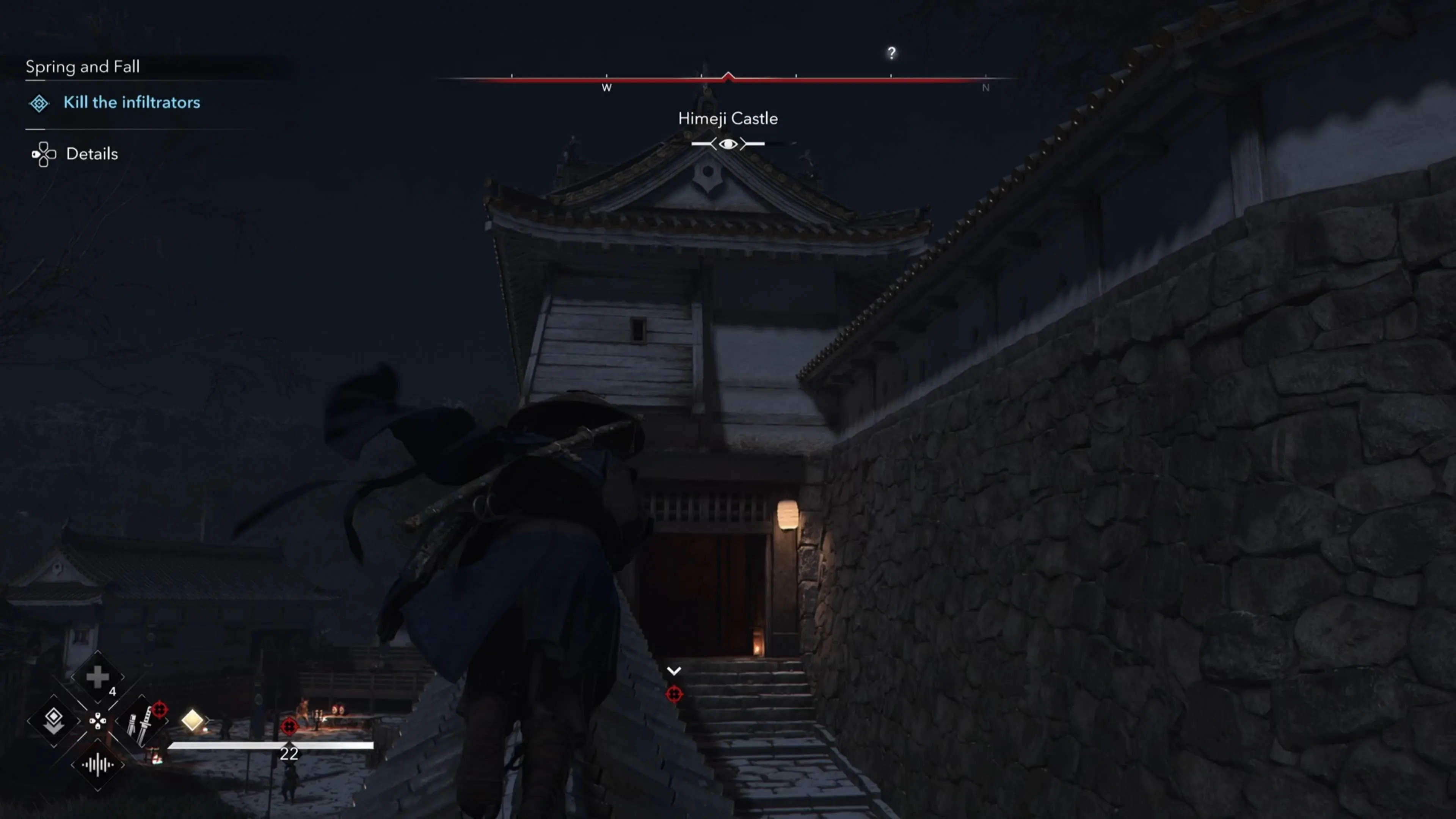 Naoe ám sát trên không một mục tiêu trong Assassin's Creed Shadows