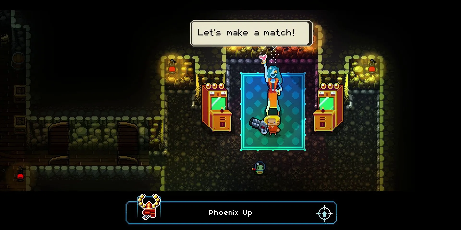 Người chơi mở khóa một hiệu ứng cộng hưởng (synergy) trong game Enter the Gungeon