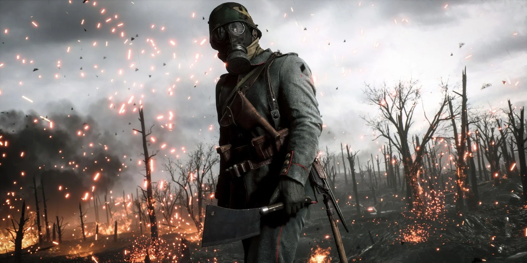 Người lính đeo mặt nạ trong game bắn súng góc nhìn thứ nhất Battlefield 1 lấy bối cảnh Thế chiến I
