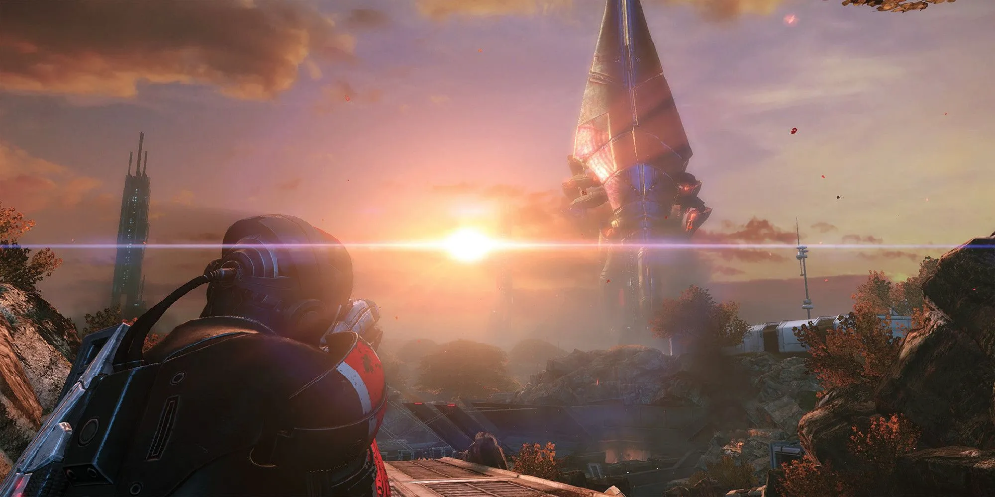 Người thu hoạch (Reaper) hạ cánh xuống một hành tinh trong Mass Effect 3