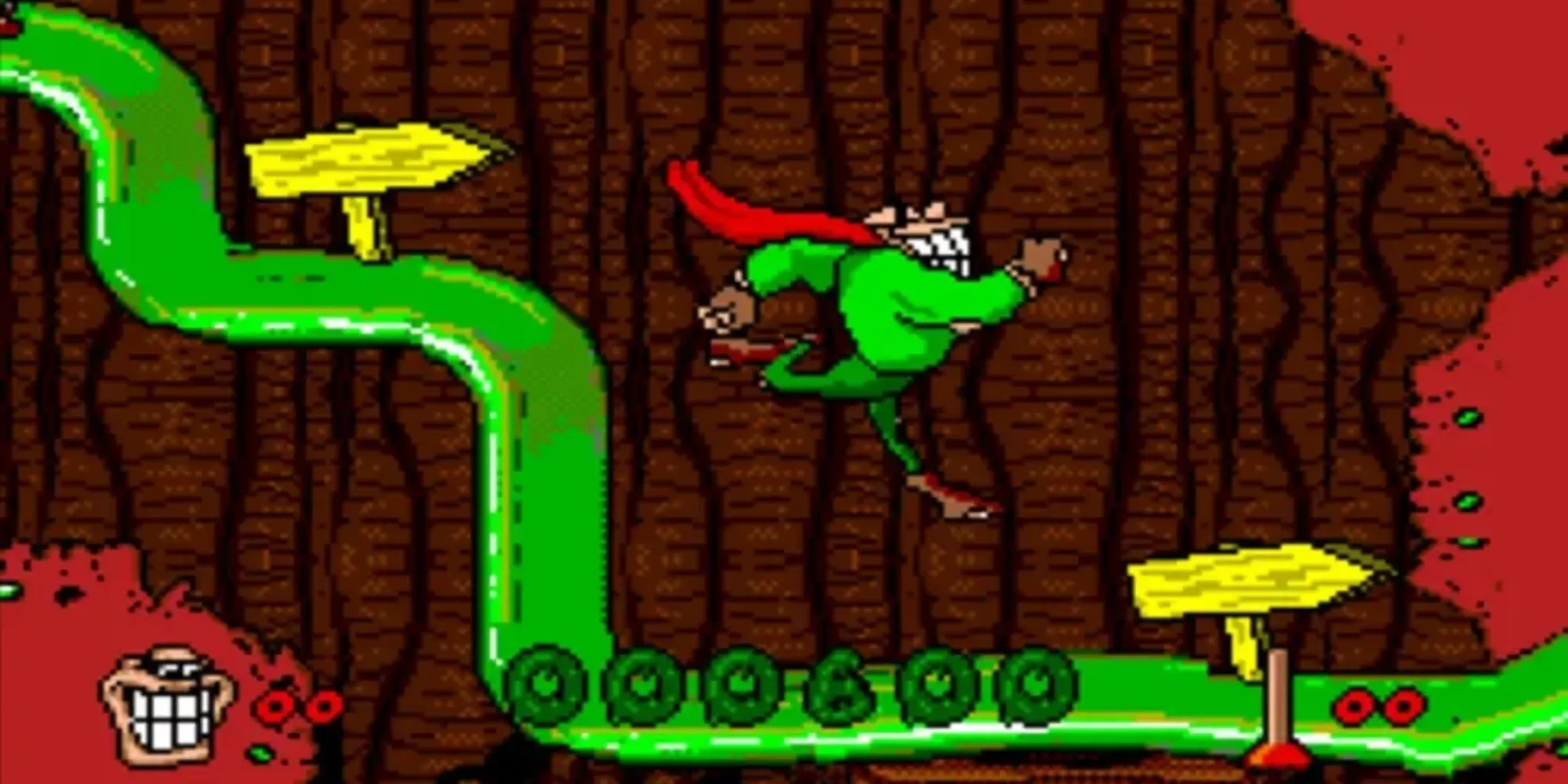 Nhân vật Boogerman trong trang phục siêu anh hùng, game Boogerman SNES