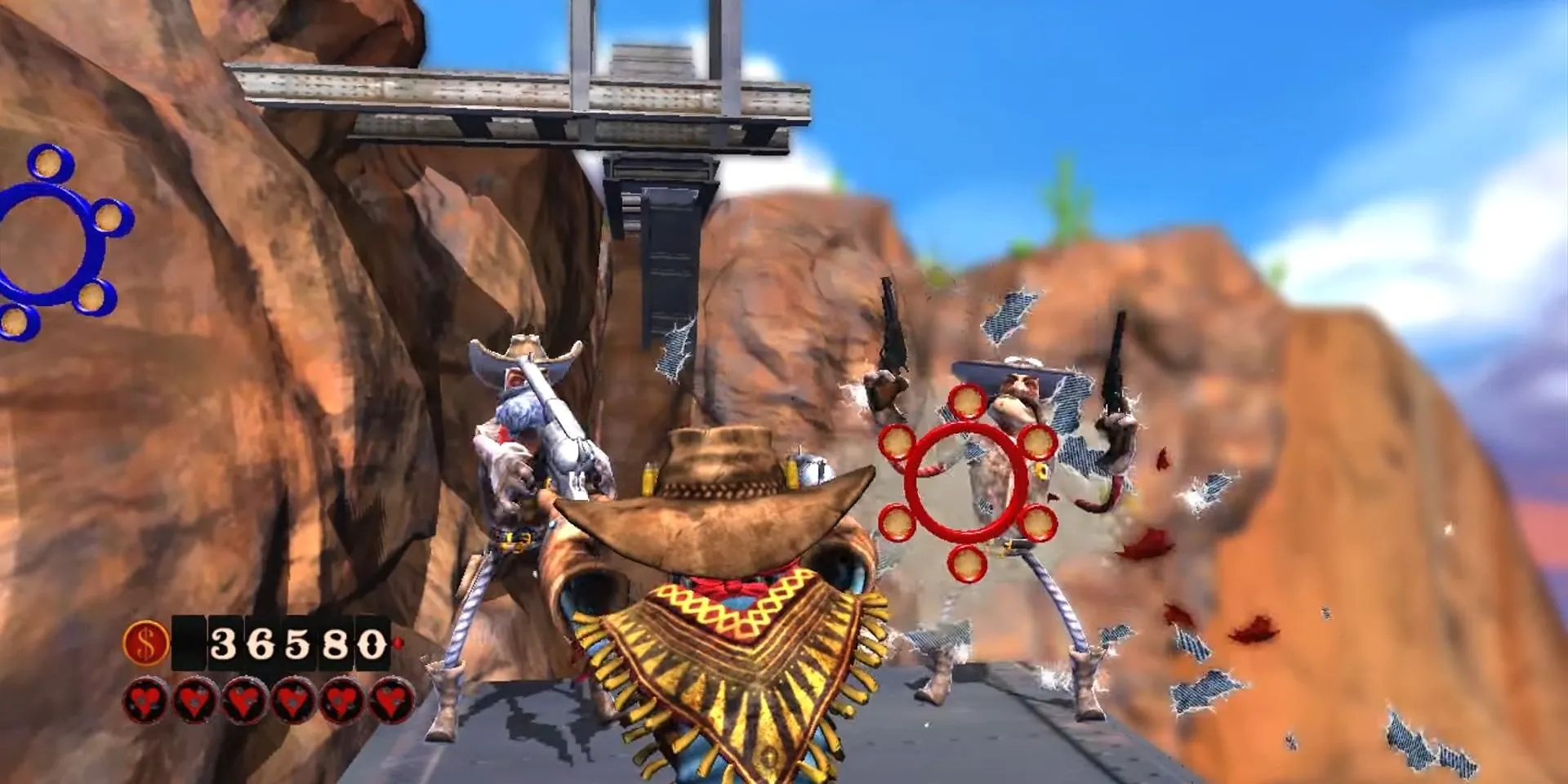 Nhân vật chính The Gunstringer sử dụng hai khẩu súng lục trong game bắn súng Kinect